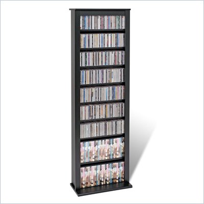 Prepac Slim Barrister CD DVD Media Storage Tower in Black