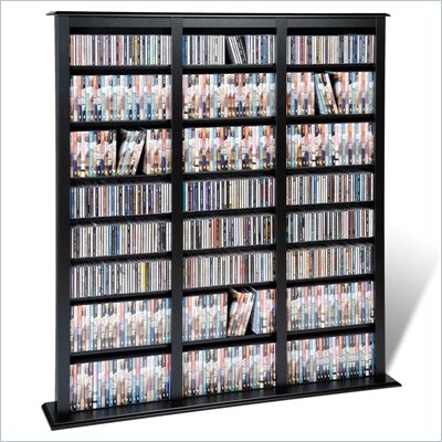 Prepac Triple Width Barrister CD DVD Media Storage Tower in Black