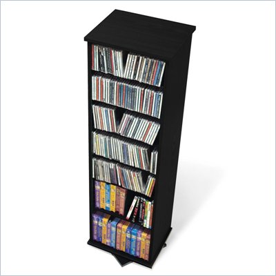 Prepac 2-Sided Spinning CD DVD Media Storage Tower in Black