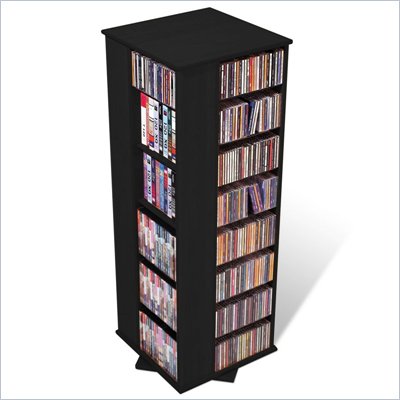 Prepac 4-Sided Spinning CD DVD Media Storage Tower in Black