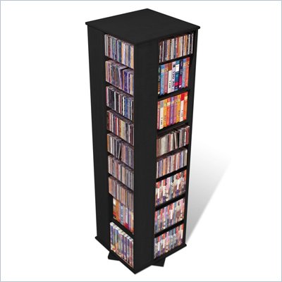 Prepac Large 4-Sided CD DVD Spinning Media Storage Tower in Black