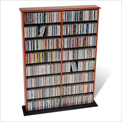 Prepac Double Width CD DVD Wall Storage in Cherry and Black