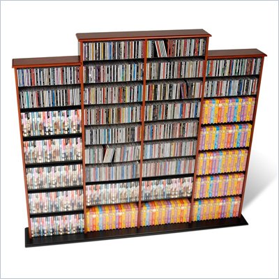 Prepac Quad Width CD DVD Media Storage Wall Unit in Cherry and Black Finish