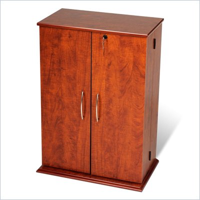 Prepac Locking CD DVD Media Storage Cabinet in Cherry and Black