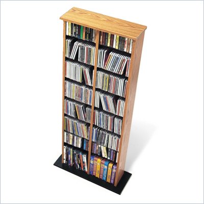 Prepac Double CD DVD Multimedia Storage Tower in Oak and Black