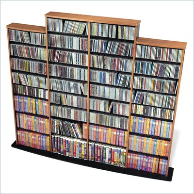 Prepac Quad Width CD DVD Media Storage Wall Unit in Oak and Black Finish