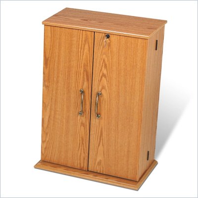 Prepac Locking CD DVD Media Storage Cabinet in Oak/Black