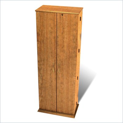 Prepac Grande Locking CD DVD Media Storage Cabinet in Oak