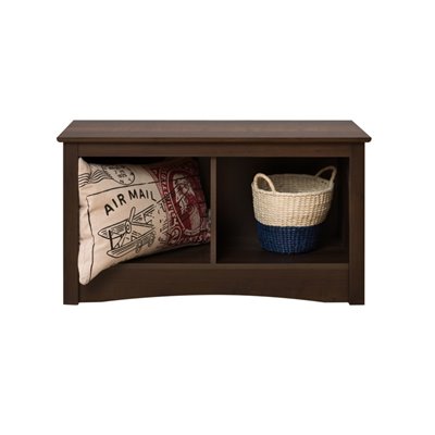Prepac Fremont Twin Small Cubbie Storage Bench in Espresso Finish