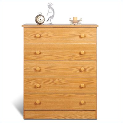 Prepac 5 Drawer Chest in Oak Finish