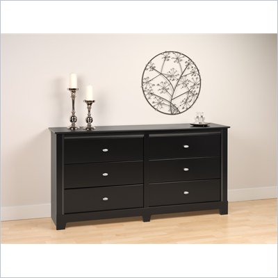Prepac Kallisto 6 Drawer Double Dresser in Black Finish