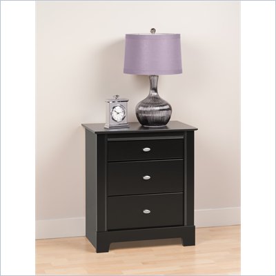 Prepac Kallisto 3 Drawer Nightstand in Black Finish
