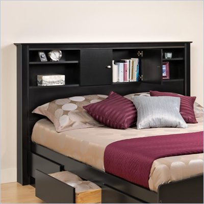 Prepac Kallisto Full / Queen Bookcase Headboard in Black Finish