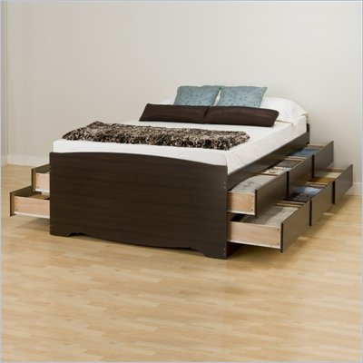 Prepac Manhattan Tall Double Platform Storage Bed in Espresso