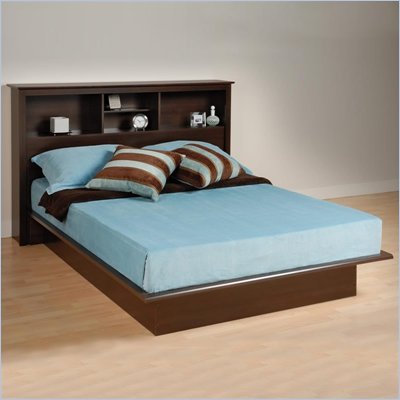 Prepac Manhattan Queen Bookcase Platform Bed in Espresso Finish