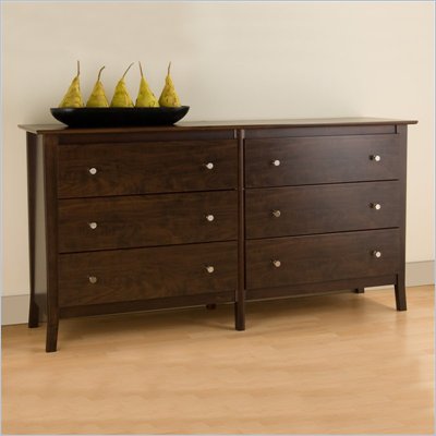 Prepac Manhattan 6 Drawer Double Dresser Espresso