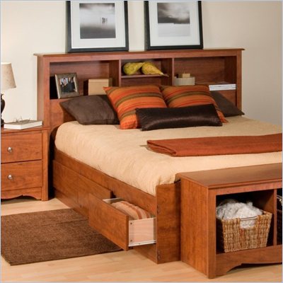 Prepac Monterey Full / Queen Bookcase Headboard in Cherry Finish