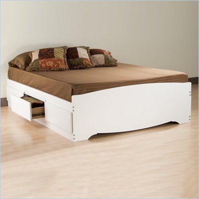 Prepac Monterey Full Platform Storage Bed 6 Piece Bedroom Set in White