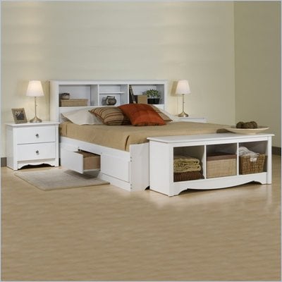 Piece Bedroom  on Monterey White Double Wood Platform Storage Bed 3 Piece Bedroom Set