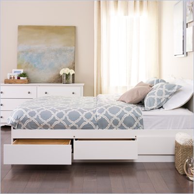Prepac Monterey White Queen Platform Storage Bed