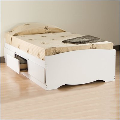 Prepac Monterey White Twin Platform Storage Bed