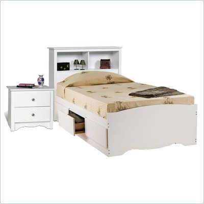 Prepac Monterey White Twin Platform Storage Bed 6 Piece Bedroom Set