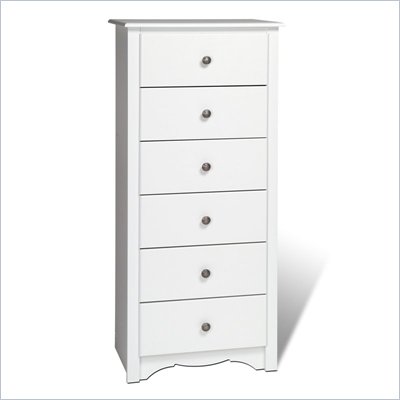 Prepac Monterey 6 Drawer Lingerie Chest in White Finish