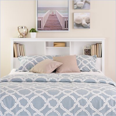 Prepac Monterey Full / Queen Bookcase Headboard in White Finish