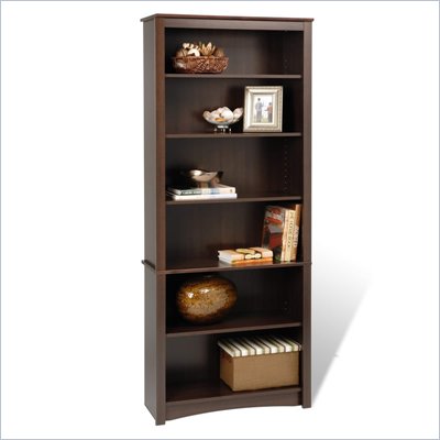 Prepac 77" 6 Shelf Bookcase in Espresso Finish