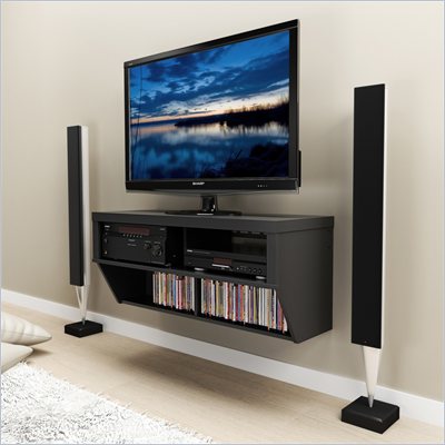 Prepac Series 9 Designer 42" Wide Wall Mounted AV Console in Black
