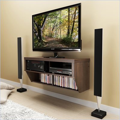 Prepac Series 9 Designer 42" Wide Wall Mounted AV Console in Espresso