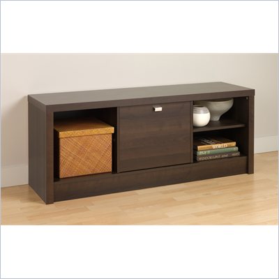 Prepac Series 9 Designer Cubbie Bench with Door in Espresso