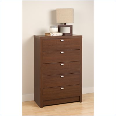 Prepac Series 9 Designer 5 Drawer Chest in Medium Brown Walnut