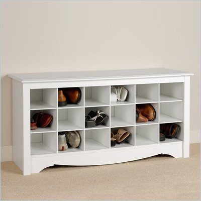 Prepac White Shoe Storage Cubbie Bench