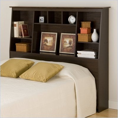 Queen Bookcase Headboards on Slant Back Espresso Tall Queen Double Bookcase Headboard Esh 6656