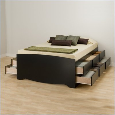  Frame Queen  Drawers on Black Tall Queen Platform Storage Bed With 12 Drawers   Bbq 6212
