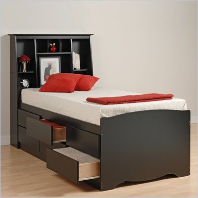 Queen Size Platform  on Black Sonoma Tall Queen Bookcase Platform Storage Bed   Bbq 6212 Kit