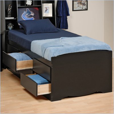Prepac Sonoma Black Tall Twin Platform Storage Bed