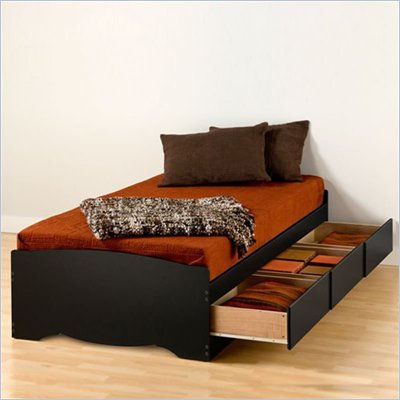 Twin Platform Beds on Prepac Sonoma Black Twin Xl Platform Storage Bed With Drawers   Bbx