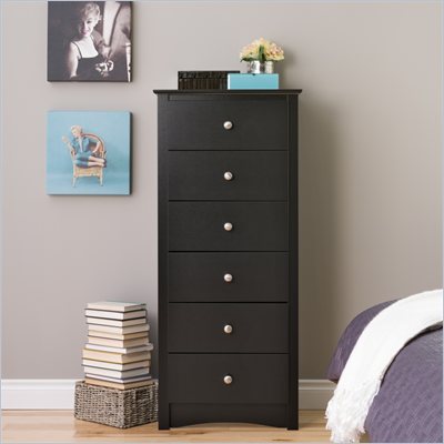 Prepac Sonoma 6 Drawer Lingerie Chest in Black Finish