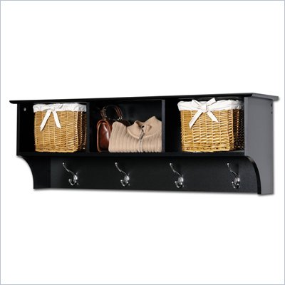 Prepac Sonoma Black Cubbie Shelf Wall Coat Rack for Entryway
