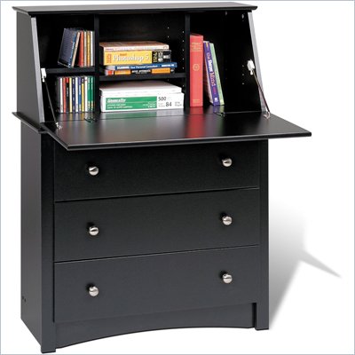 Kitchen Desk on Prepac Sonoma Drop Front Wood Secretary Desk In Black Bsd 3344