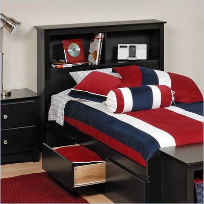 Prepac Sonoma Twin Bookcase Headboard in Black
