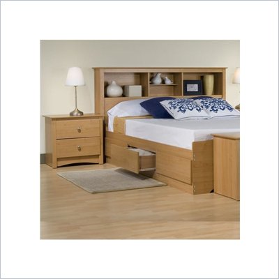 Prepac Sonoma Maple Double Platform Captain Storage Bed Set