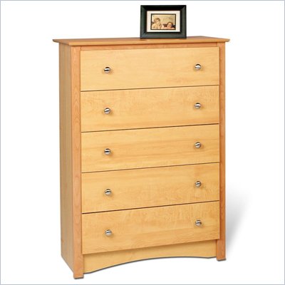 Prepac Sonoma 5 Drawer Chest in Maple Finish