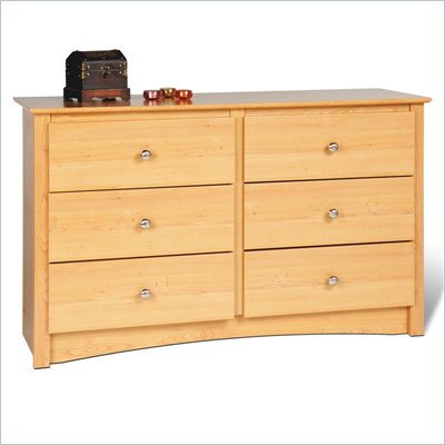 Prepac Sonoma Maple Condo Sized 6 Drawer Double Dresser