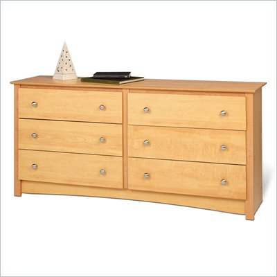 Prepac Sonoma Maple 6 Drawer Double Dresser in Maple