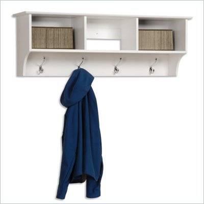 Prepac Sonoma White Cubbie Shelf Wall Coat Rack for Entryway