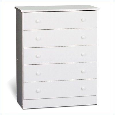 Prepac 5 Drawer Chest in White Finish