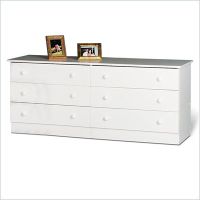 Prepac White Six Drawer Double Dresser in White